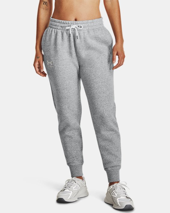 Women's UA Essential Fleece Tapered Pants in Gray image number 0